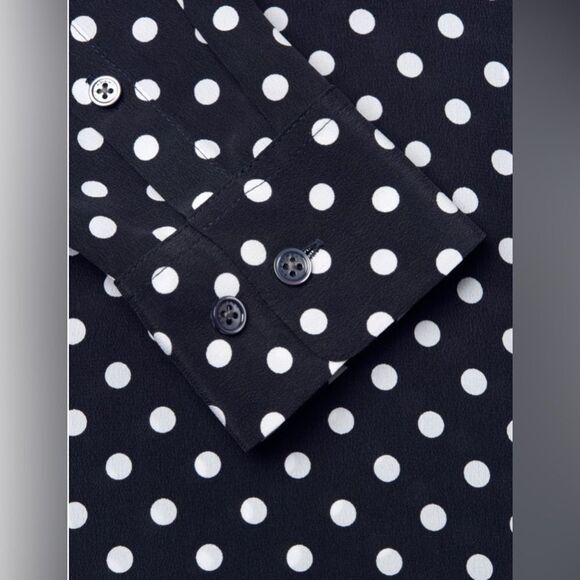 Equipment Slim Signature Blouse with black and white polka dots. Small - Picture 7 of 9
